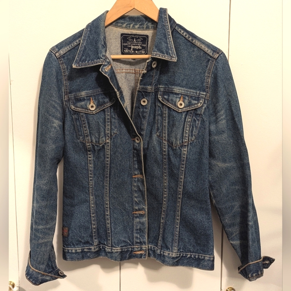 For Joseph Denim Jacket - Blue Jean Button Up Coat - Medium